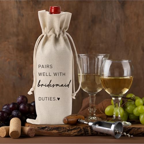 Image of Bridesmaid Bridal Party Shower Gifts for Bridesmaids Wine Bag | Pairs Well With Bridesmaid Wine Accessory Sets