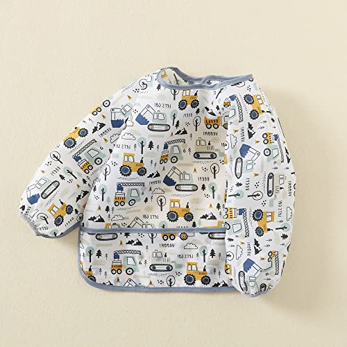 ElecMotive 3 Pack Long Sleeve Baby Bibs, Waterproof Sleeved Bib, Toddler Soft Bib for 6-30 Months (3 Pack B) - Image 2