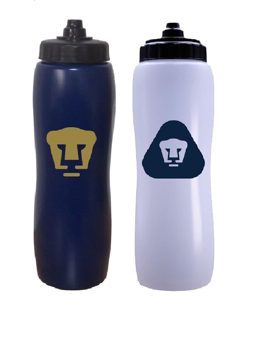 Simran International Pumas UNAM de La Liga MX 2-Pack Squeeze Water Bottles, 33 oz
