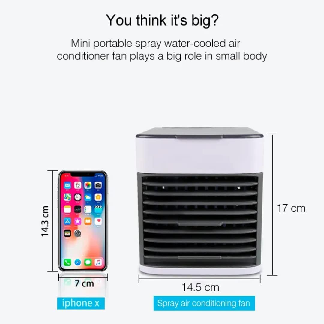 Aire Acondicionado Portátil | Climatizador Evaporativo Silencioso y Potente con 3 Niveles | Mini Air Cooler USB y Corriente | Bajo Consumo A+ para Dormitorio u Oficina U-KNV126