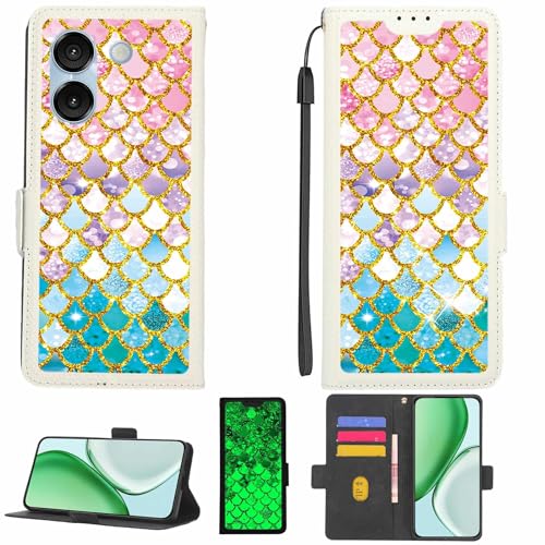 Kinetijy Case Compatible for Foxx FOXXD Miro C67 Phone Case Flip Cover [with Tempered Glass Screen Protector][RFID Blocking][Gold Glitter+Luminous] LPT-YL