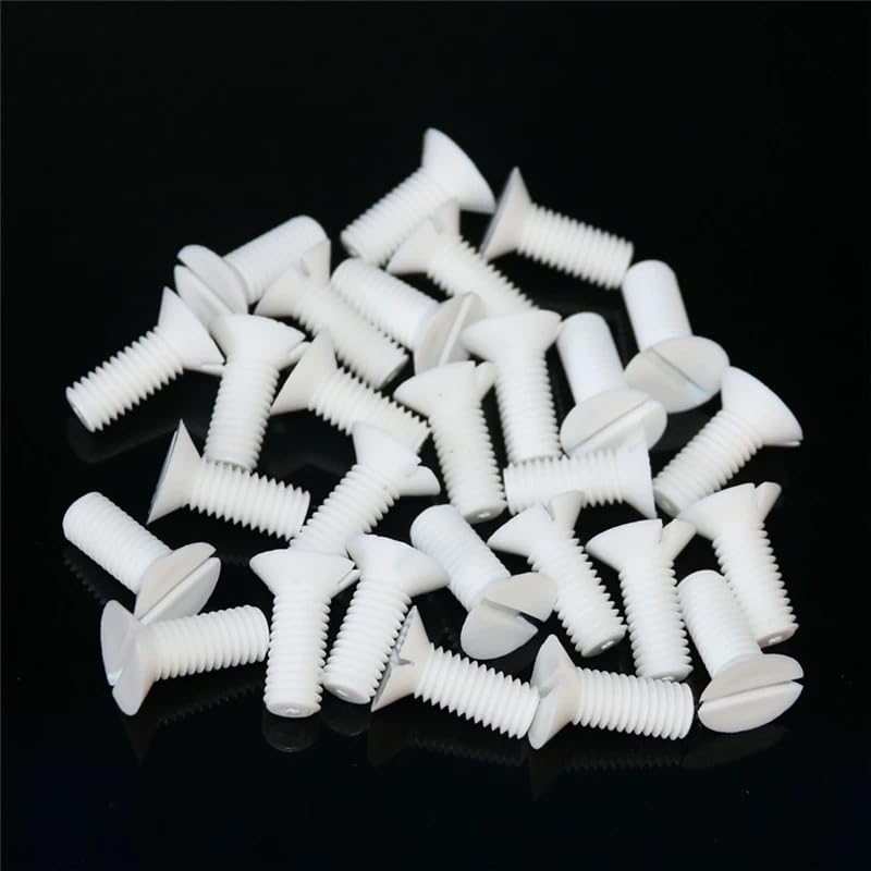 White Nylon Plastic Slotted Countersunk Flat Head Screws M2 M3 M4 M5 M6 M8 M10 (200,M8 x 1.25 x 25mm)