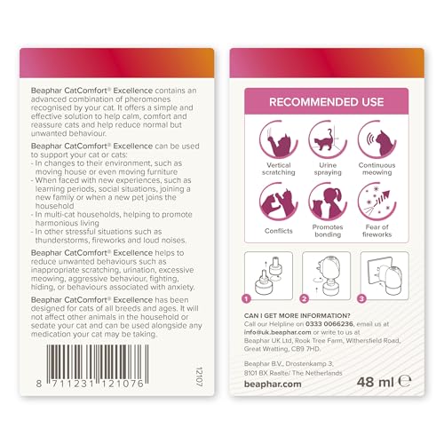 Beaphar - CatComfort® Excellence 30 Day Refill – Pheromone Calming for Cats - Reduces Stress, Anxiety & Unwanted Behaviour – Long-Lasting Stress-Relief- Lasts Up To 30 Days - Covers 70m² Area - 48ml - Image 4