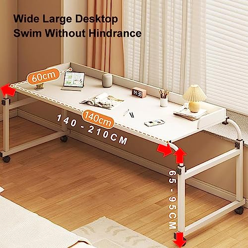 Bureau de lit réglable en hauteur avec 4 roulettes multidirectionnelles - 7