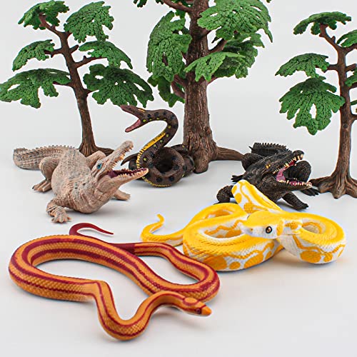 Wild Life Jungle Reptiles Animal Figure Playset 5 Pcs Crocodile Snake Action Figures Model Toys For Kids #TOP5