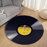 Retro Vinyl Record Round Rug Vinyl Music Record Carpet 90s Music Aesthetic Record Album Area Rug Livingroom Bedroom Sofa Home Decor Floor Mat 3Ft