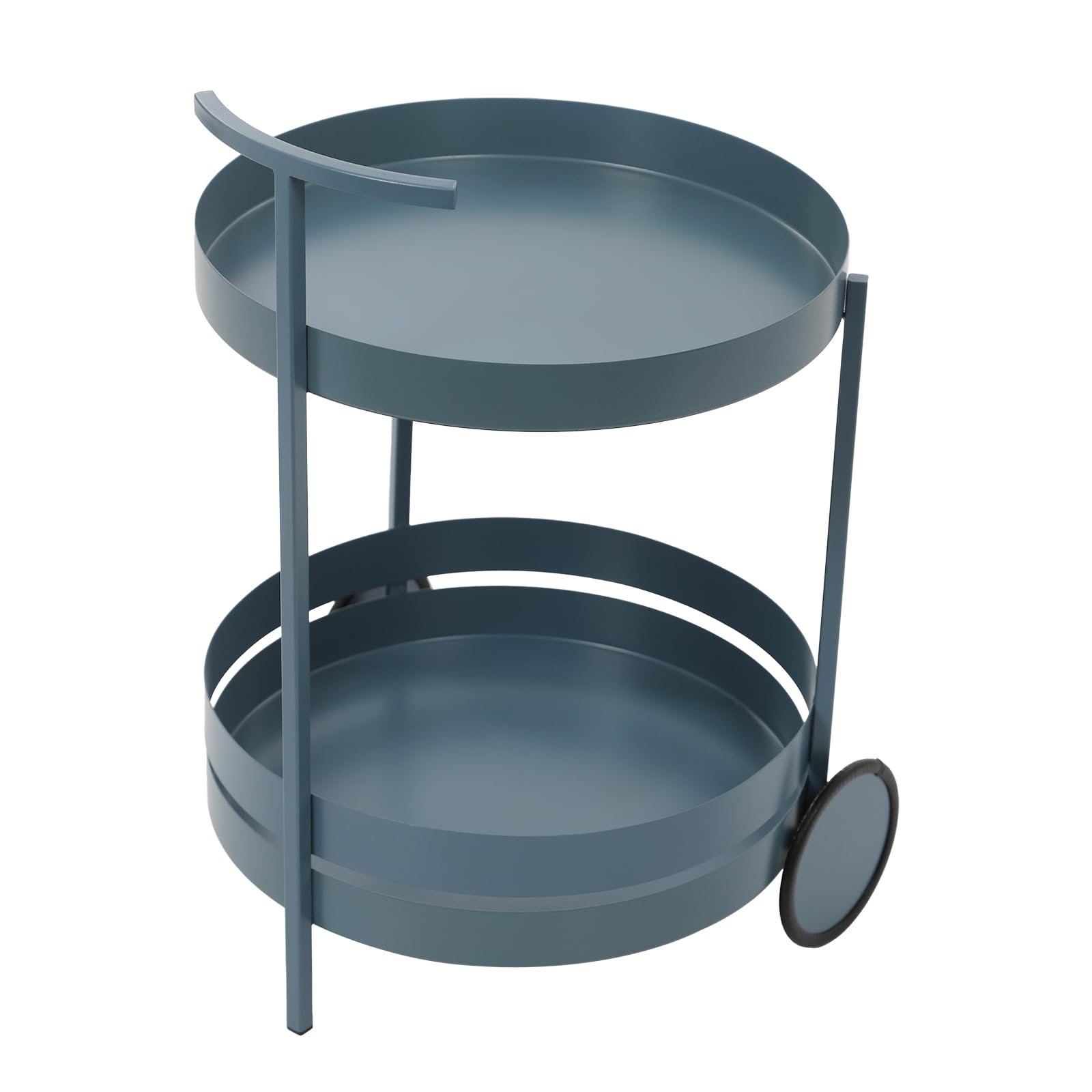 Carrello da cucina a 2 ripiani, in metallo, con ruote, carrello rotondo e multiuso per soggiorno, sala da pranzo, cucina, ufficio, camera da letto, 40 x 40 x 61 cm