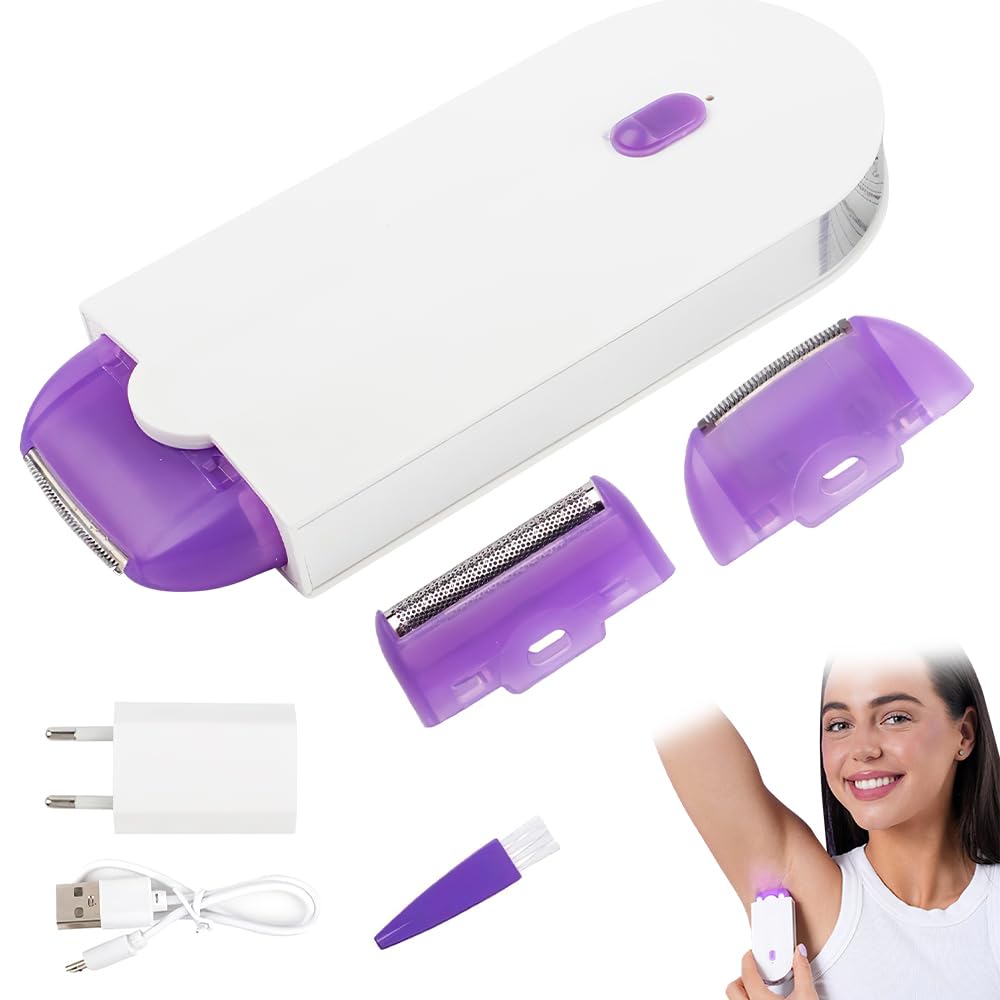 YANGUN Depiladora Eléctrica Para Una Eliminación Del Vello Fácil, Maquina Depilar, Rasuradora Mujer, Epilator para Cara Piernas Brazos Axilas Bikini, Morado