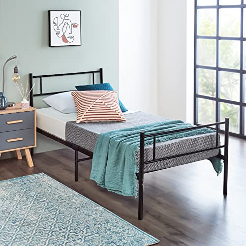 Home Treats Single Bed Frame In Black Metal | Bed Frame For Children, Adults, Bedroom Furniture | Under Bed Storage Space Metal Slats 3ft Single 90 x 190cm