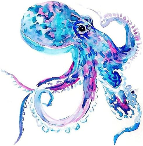 Image of Stamped Cross Stitch Kits, Full Range of Embroidery Starter Needle tip Kits, Cross Stitch Stamped Pattern, 11CT Pre-Printed Fabric DIY Handmade by Adults Gift, 16x20 inches - Colorful Octopus Pattern