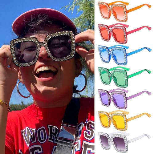 Square Rhinestone Sunglasses Women Crystal OversizeSun Glasses Vintage UV400 Female Streetwear Shades4
