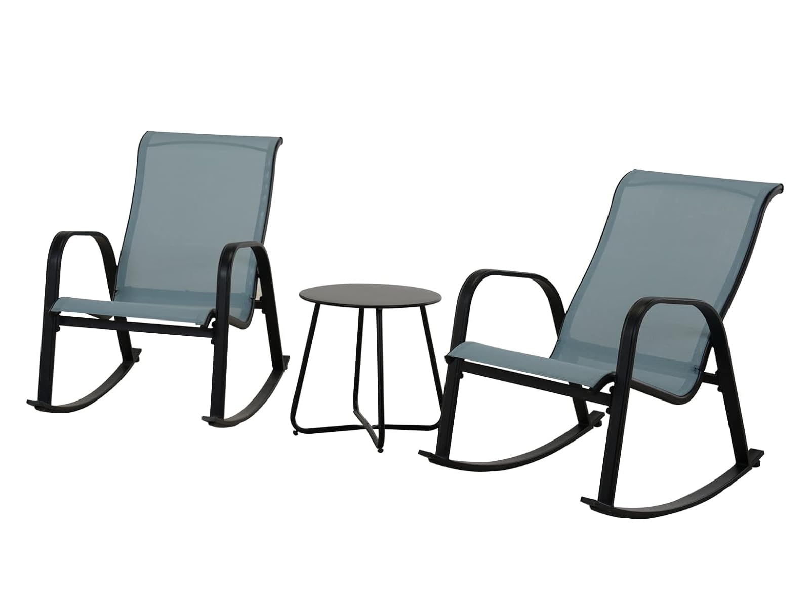 Grand patio Textilene Mecedora, Mecedor de Patio, Resistente a la Intemperie, Ligero, Sillón Relax para Interior, Exterior(Azul, 3PC)