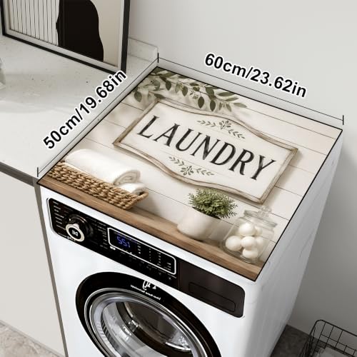 Image of Washer and Dryer Topper for Top,23.6 inch x 19.7 inch Washer Dryer Countertop Mat, Waterproof & Anti-Slip Dryer Top Protector Mat (Laundry Sign, 23.6x19.7inch)