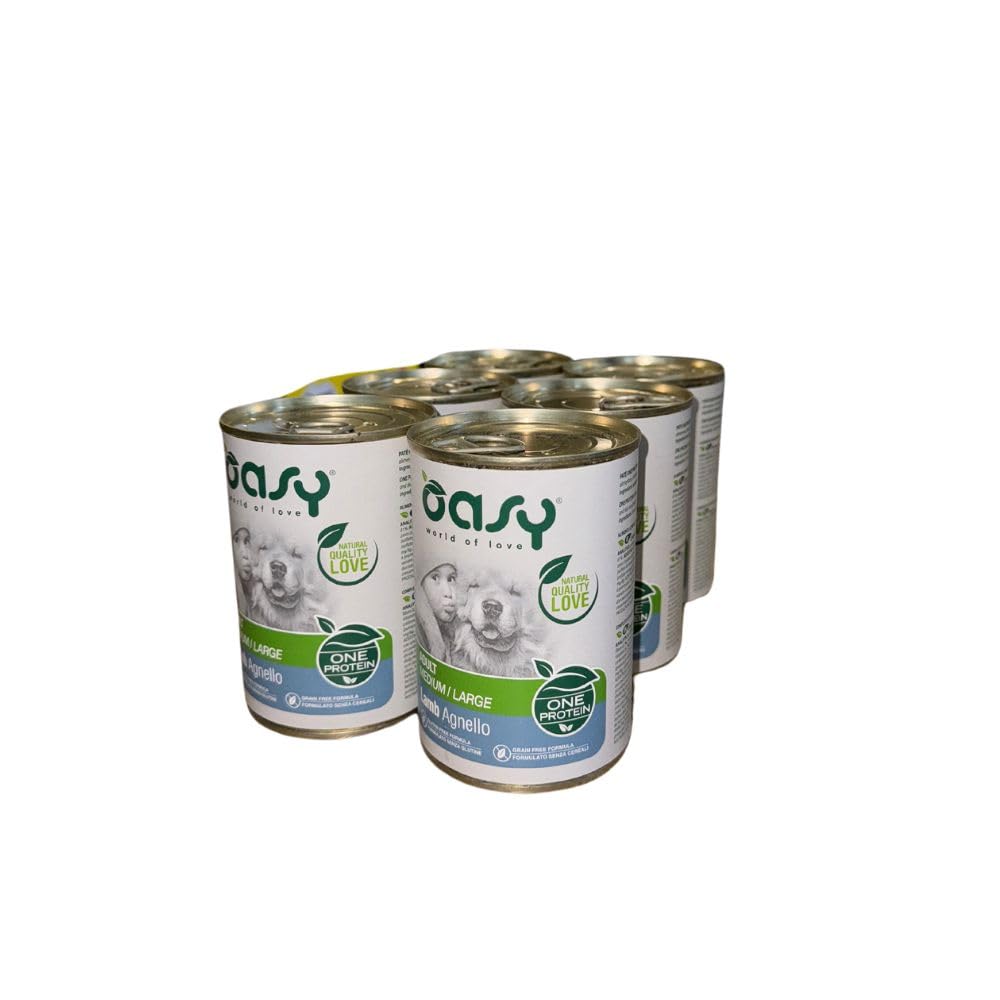 Oasy cane patè Grainfree Monoproteico gusto AGNELLO | 6 lattine da 400 grammi l'una.