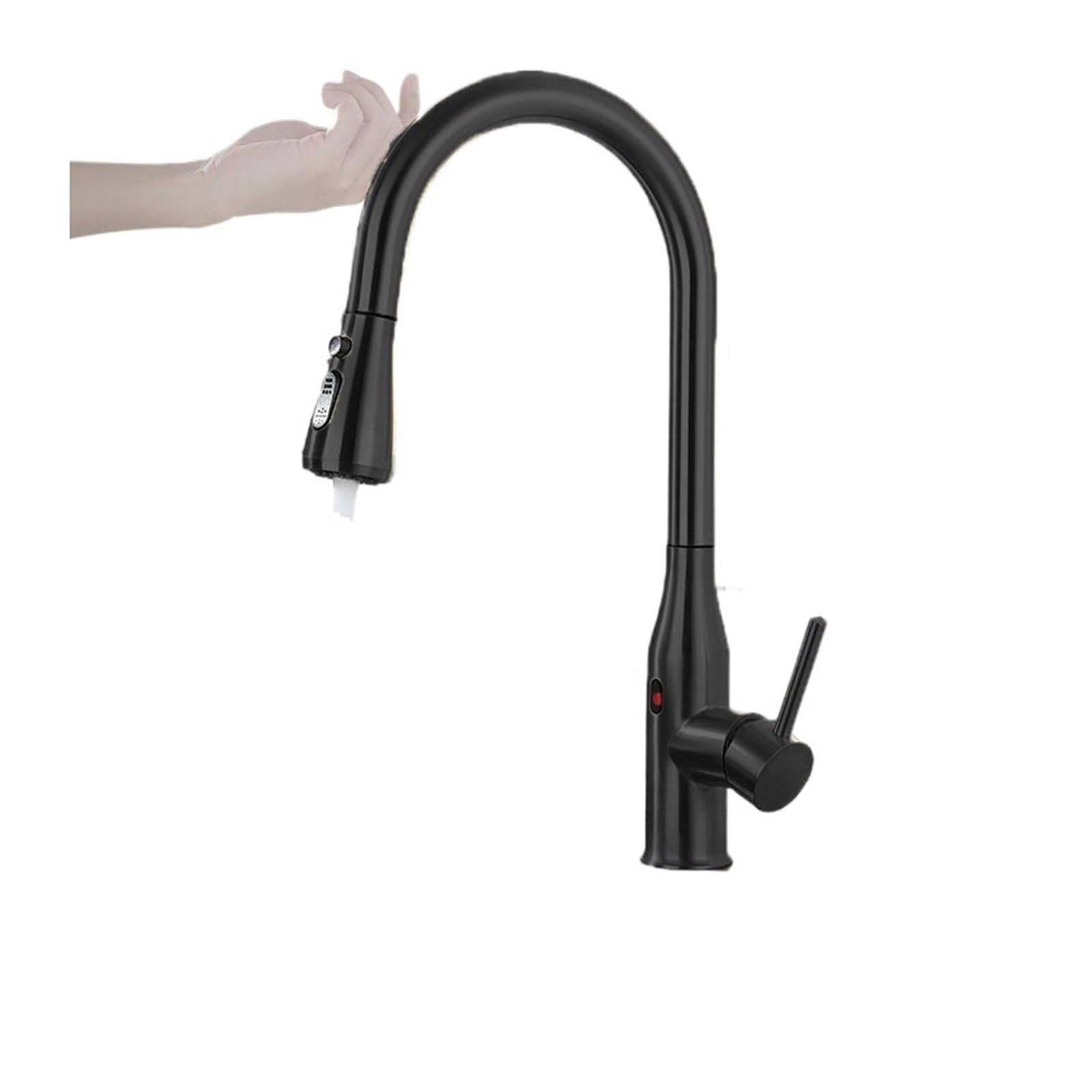 Robinet de cuisine hybride à capteur tactile et infrarouge extractible noir