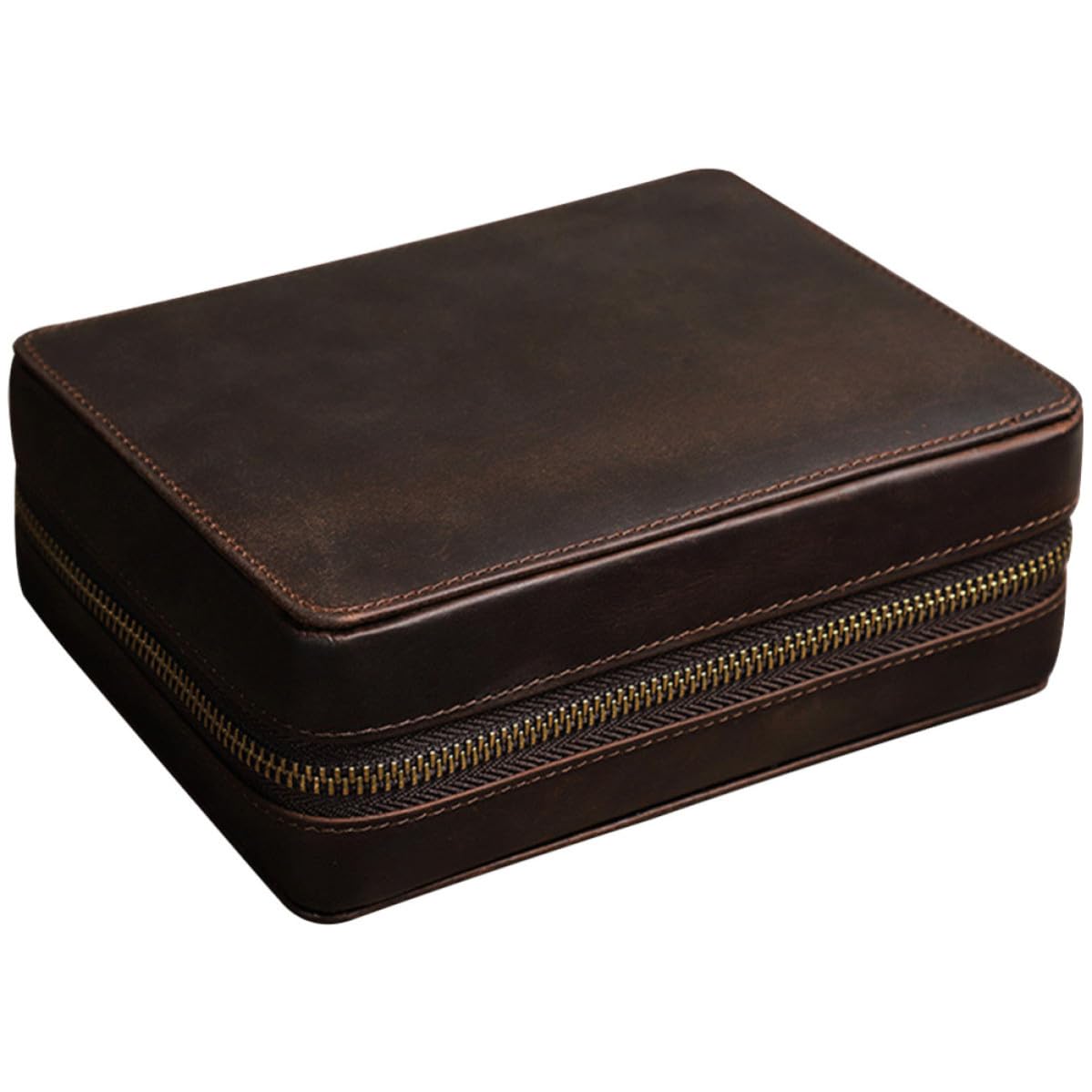 BESTOYARD Vintage Leder Uhrenetui Reisebox für Herrenuhren mit 4 Fächern
