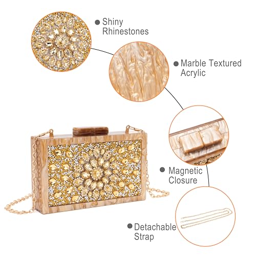 Image of Clutch Bag for Women Evening Bag with Detachable Chain Strap Gala Balls Purse for Wedding Cockatail