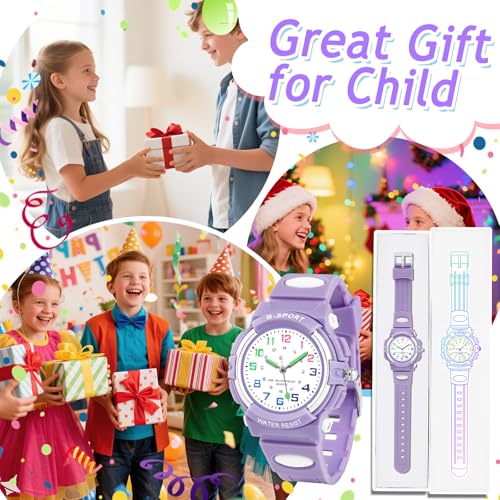Image of CKV Kids Watch for Boys Girls Ages 5-12, Waterproof Time Teacher Easy to Read Analog Sport Outdoor Children Watches with Soft Band for Kids