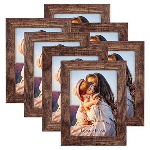 PETAFLOP 5x7 Picture Frame Set of 7, Rustic Frames Display 5 by 7 Inch Photo for Wall or Tabletop Cover