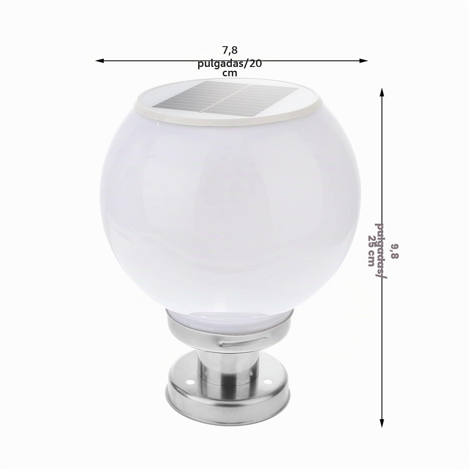 UKCOCO Lámpara Solar Exterior Para Poste De Valla 9.84 Pulgadas Luz Led Para Jardín Césped Balcón Patio Resistente a La Intemperie Acero Inoxidable Acrílico