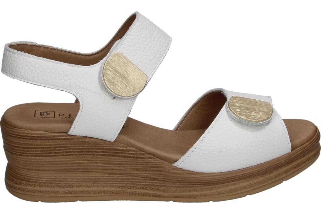 PITILLOS Sandalias de Piel Mujer – Sandalia con Cuña en Color Blanco – Sandalia de Verano – Cuña Alta y con Plataforma – Estilosas – Modelo 11054 – 39 EU