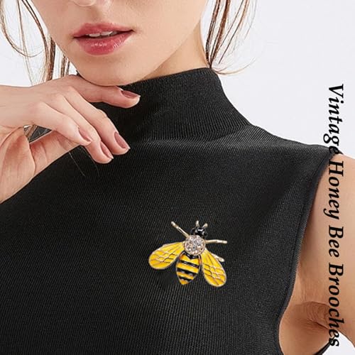 Image of Vintage Crystal Honey Bee Brooches for Women,Sparkly Rhinestone Insect Bee Brooches Charm Faux Pearl Yellow Sun Flower Honeybee Lapel Pins Dress Suit Shirt Prom Party Jewelry