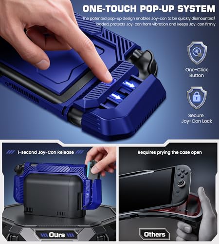 Image of Dockable Blue Case for Nintendo Switch 2,[Exclusive Pop-up Joy-Con Quick Release][Military-Grade Protection][Stand Compatible] Switch 2 Protective Case with Ergonomic Grip, Shell for Switch 2 Console