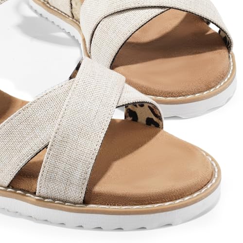 Image of Dodow Womens Espadrilles Wedge Sandals Closed Toe Mid Heel Ankle Strap Dress Sandals