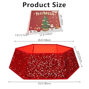 XmasExp Christmas Tree Collar, 33.5 inch Sequin Tree Skirt Stand Base Cover for Home Decor, Large Size 6 Piece, Red XmasExp Christmas Tree Collar 335 inch Sequin Tree Skirt Stand Base Cover for Home Decor Large Size 6 Piece Red