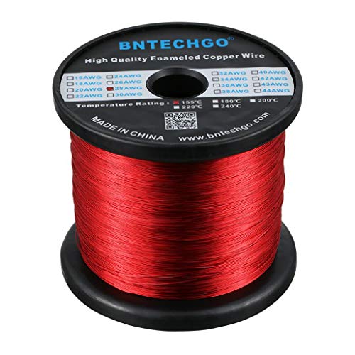 Image of BNTECHGO 28 AWG Magnet Wire - Enameled Copper Wire - Enameled Magnet Winding Wire - 5 lb - 0.0122 inch Diameter 1 Spool Coil Red Temperature Rating 155℃ Widely Used for Transformers Inductors | 28 Gauge Enameled Copper Coil Wire Widely Used For Transformers, Inductors, Speakers, Electromagnets, Educational Experiments