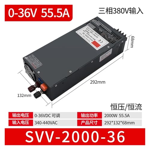 Alimentation à découpage triphasée SVV-2000-36 de 2000W pour tension constante