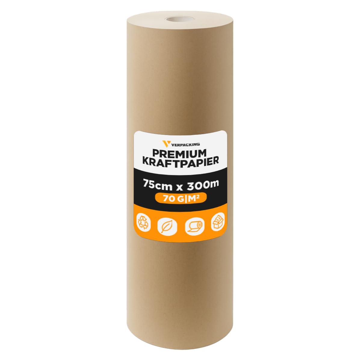 verpacking papel kraft 70 g/m2 en rollo 75 cm x 300 m marrón [tamaño a elegir] papel de embalar para envolver regalos manualidades mudanza y relleno