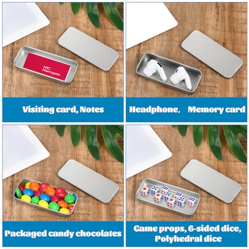 Image of Qianyu Mini Metal Empty Slide Top Tin Box Containers for Lip Balm Solid Perfume Crafts 6 Pcs Rectangular Hinged Tin Box Containers Cosmetics Metal Boxes for Crafts Candies Jewelry Survival Storage Kit