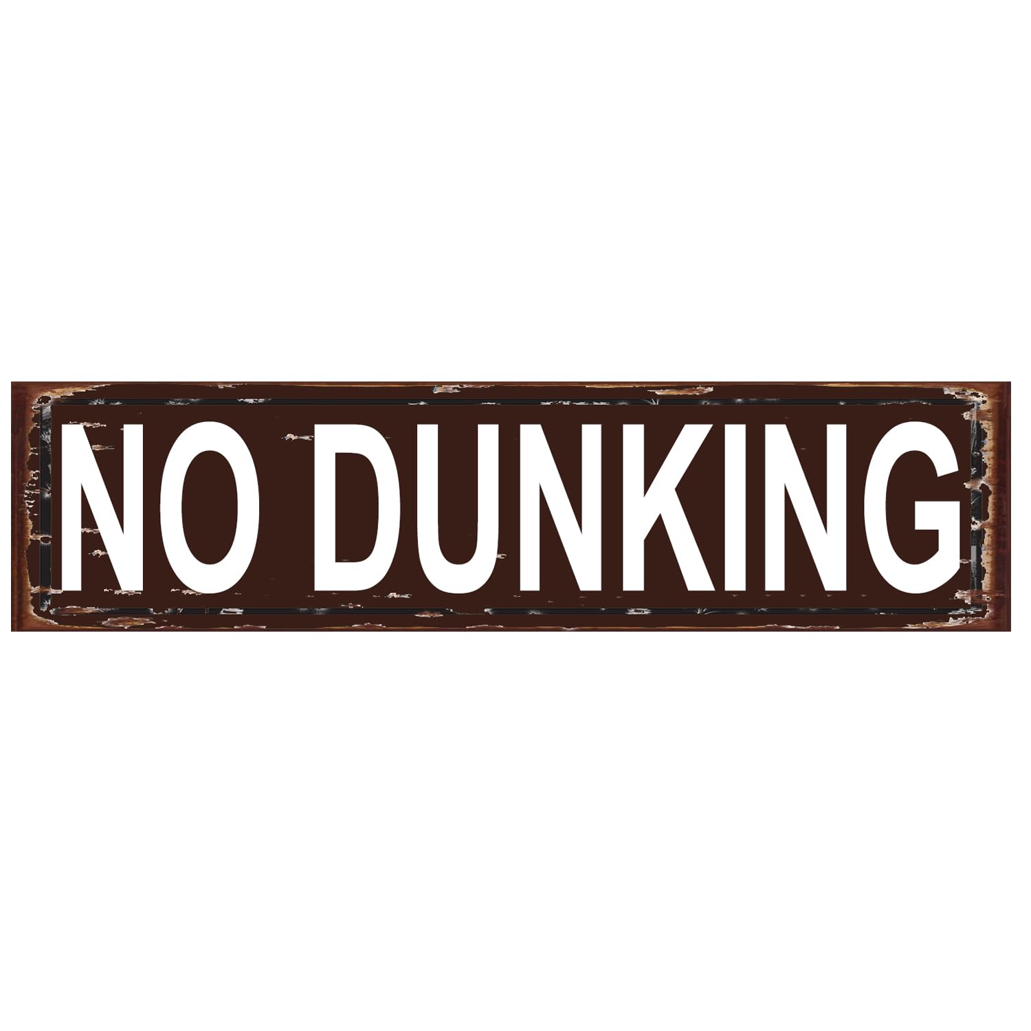 No Dunking Sign - Swimming Pool Basketball Hoop Rustic Metal Street Sign Door Name Plate Plaque Home Pub Bar Wall Decor Brown 4x16 Inch