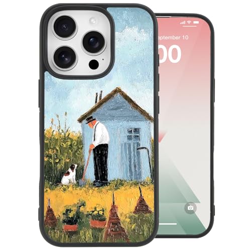 Coque transfert thermique iPhone 16 Pro Max anti-choc au motif artistique peinture à l'huile