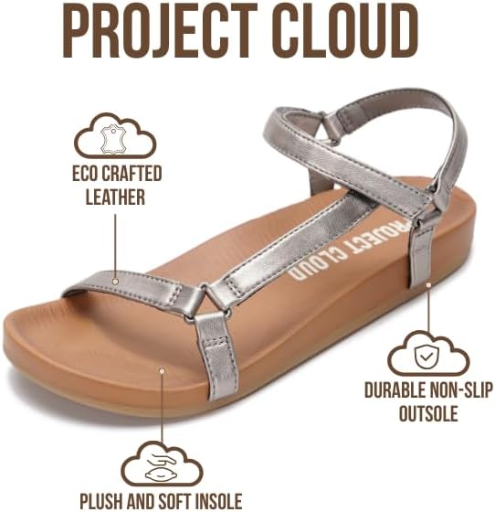 Project Cloud Sandals for Women 2026 - Strappy Adjustable Womens Sandals with Plush Insole - Lightweight & Non Slip Women Footwear - Everyday Wear Womens Slides (Brandy) - Image 2