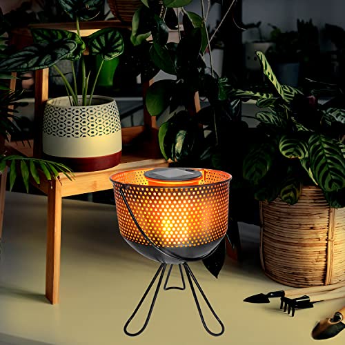 Image of Epyz Solar Light Outdoor Waterproof Flickering Flame Lantern Torch Metal LED Decorative Garden Lights Solar Tabletop Lamp for Yard Patio Pathway Camping Party Decor [ 24LED, Warm Yellow ]
