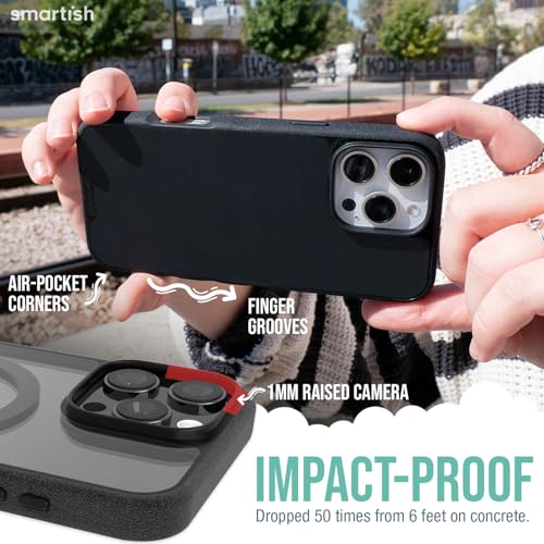 Image of Smartish iPhone 16 Pro Max Magnetic Case - Gripmunk Compatible with MagSafe [Lightweight + Protective] Slim & Thin Grip Cover with Microfiber Lining for Apple iPhone 16 Pro Max - Clearly Black