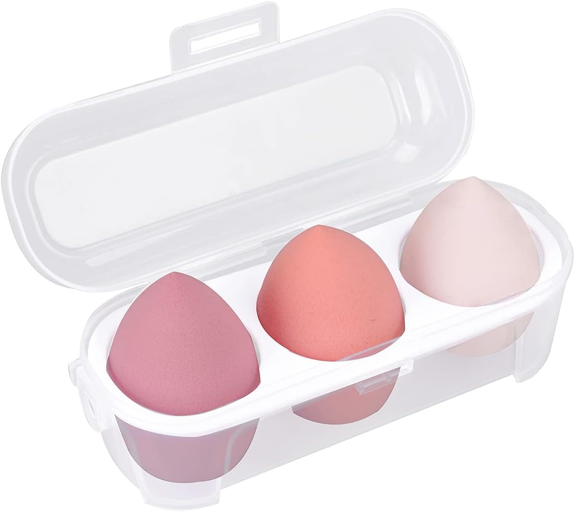 Feelhigh Makeup Sponge Case Blender Beauty Foundation Holder Blending Sponge Egg Set Makeup Sponge Wet And Dry Storage Box Egg Sponge Organizer Stocking Stuffers Gift for Women-image-38