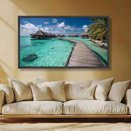Tableau de bungalows sur pilotis avec impression haute définition premium - 2