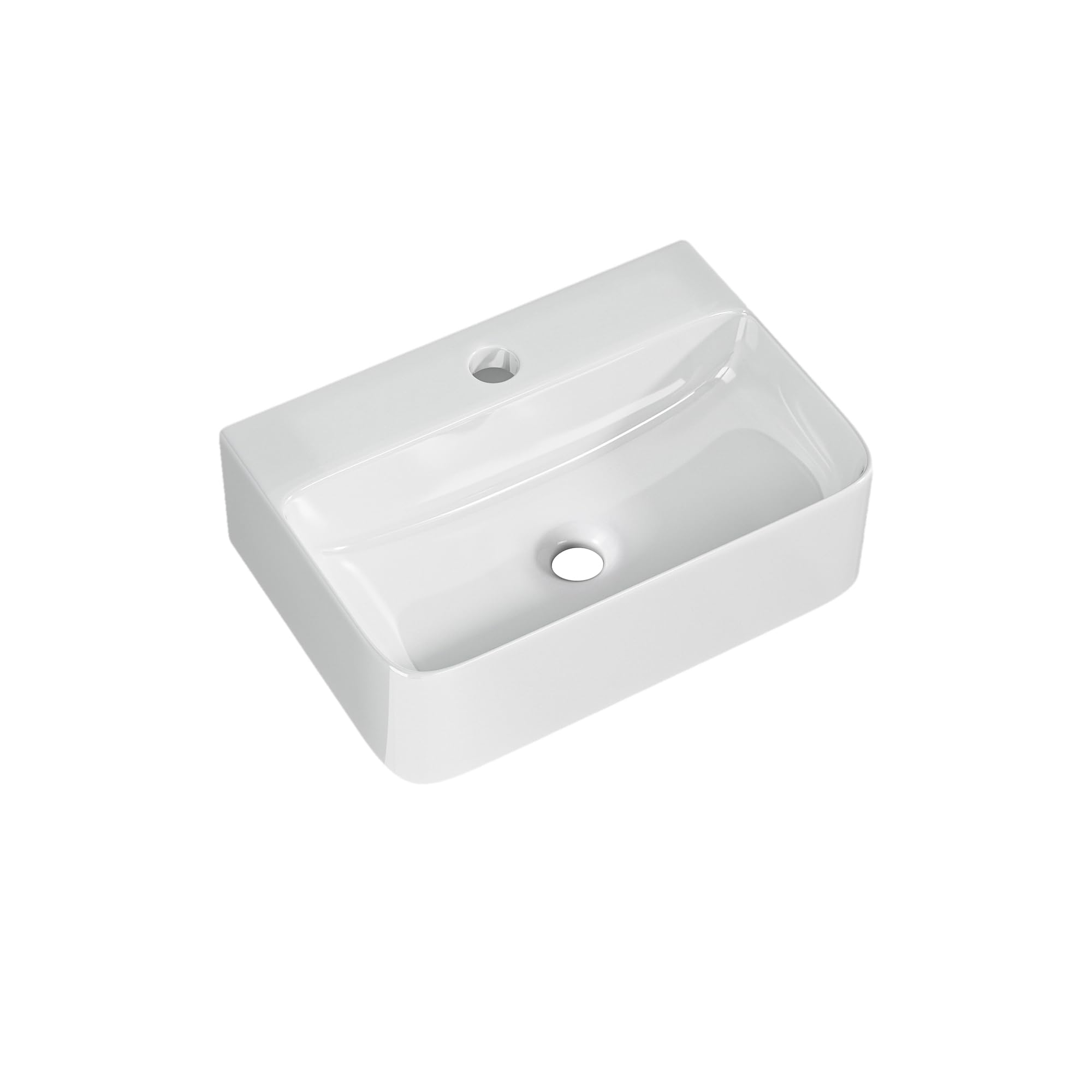 Lavabo de cerámica blanca brillante - Ideal para espacios pequeños, aseos, WC y pequeños baños, diseño limpio y moderno
