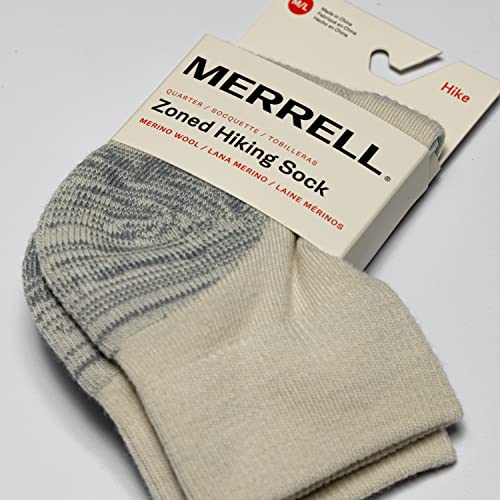Image of Merrell Unisex Men's and Women's Zoned Cushioned Wool Hiking Ankle Socks - Breathable Arch Support