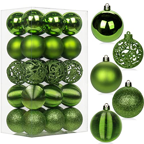 Christbaumkugeln Grün 19 6CM Weihnachtskugeln Ornamente Glitze, 30 PCS bruchsicher Weihnachten...