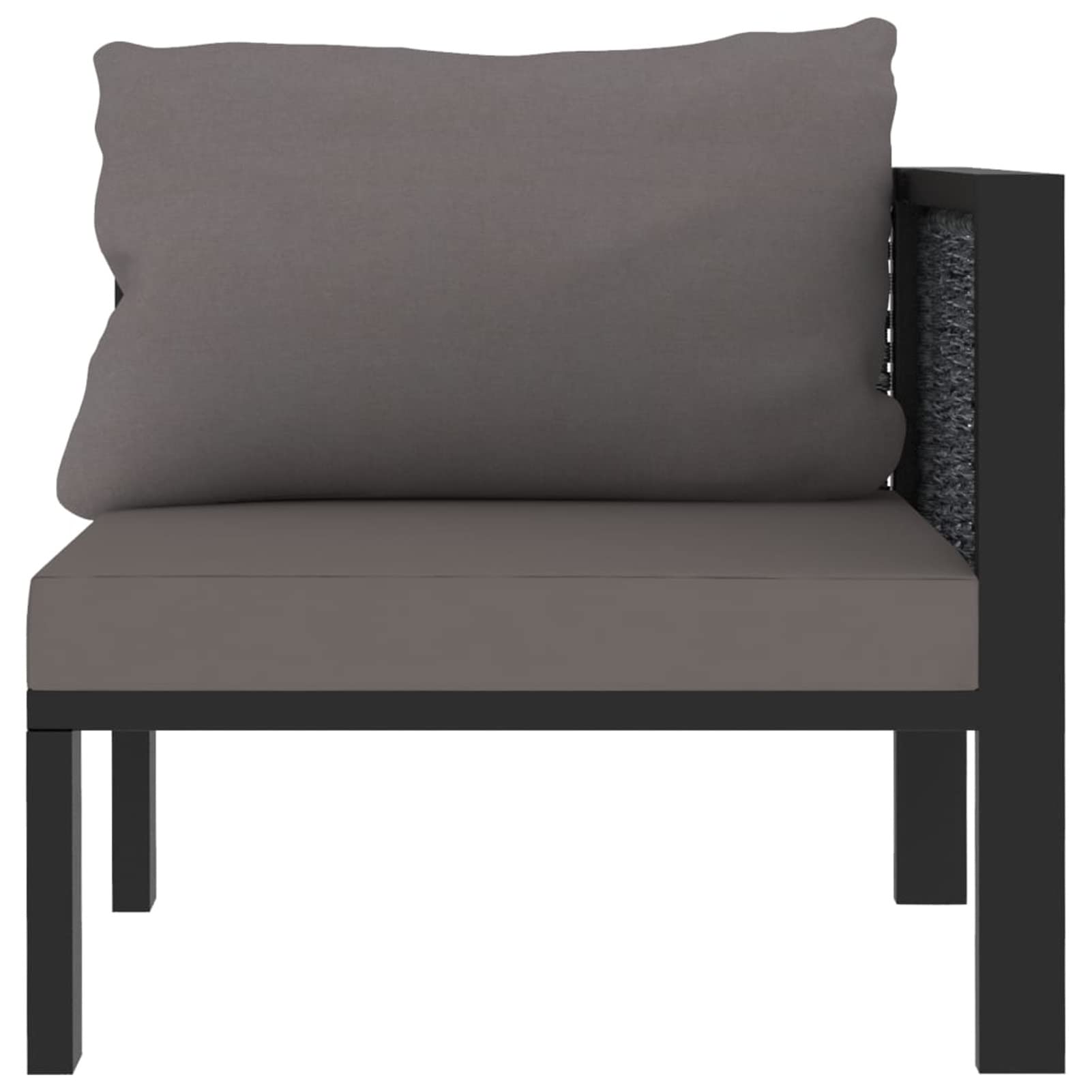 Divano Angolare in Polyrattan, Modulare con Bracciolo Sinistro, 68 x 68 x 64 cm, Alluminio e Tessuto in Poliestere, per Esterno e Interno