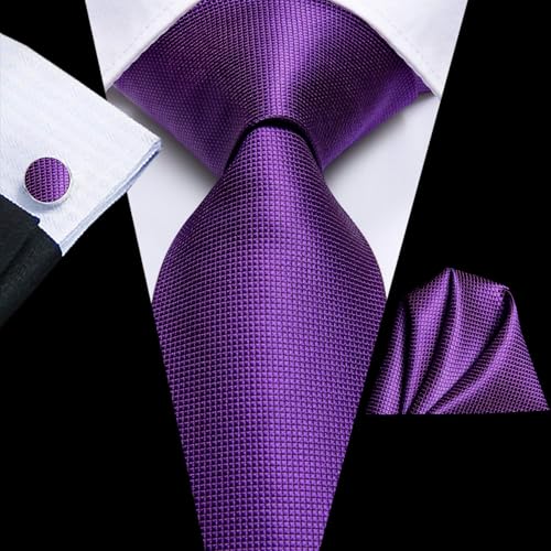 Image of Dubulle Mens Tie Set Solid Paisley Silk Striped Necktie for Men with Cufflinks Tie and Pocket Square