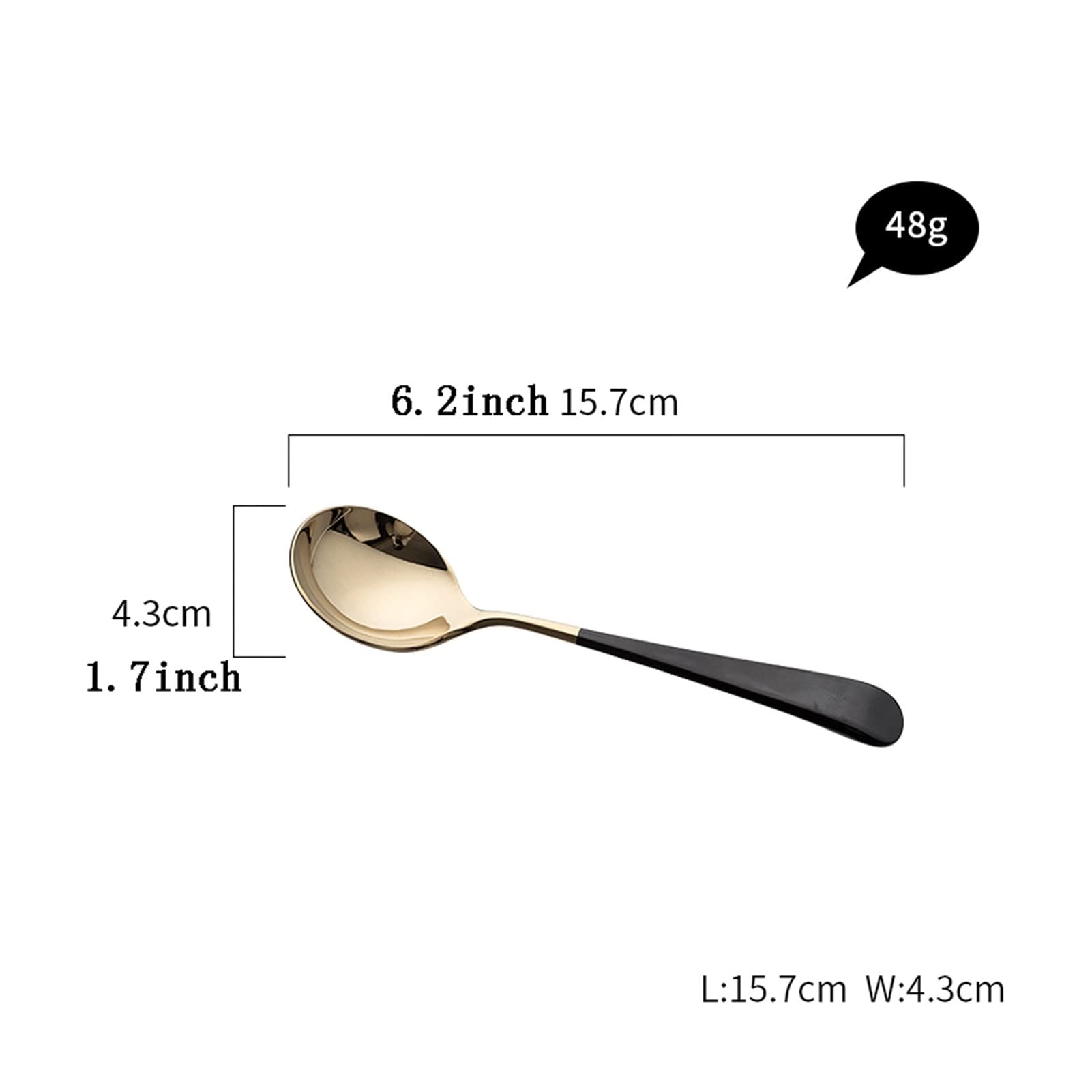 Cucchiaio da zuppa Dorato in Acciaio Inossidabile Frutta con Testa Rotonda for Uso Domestico Stoviglie for Anguria Dessert Mestolo(Black)