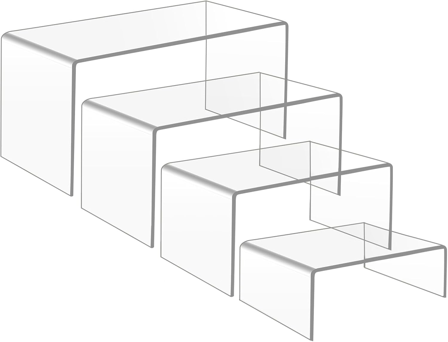 YAKLEE Acrylic Display Risers 4Set Acrylic Display Stands, Clear