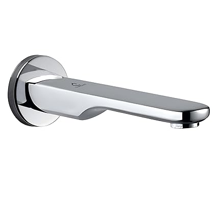 CUROVIT Ornamix Smart Brass Wall Mounted Plain Spout Silver in Color Chrome Finish with Wall Flange Bath Tub Spout for Bathroom