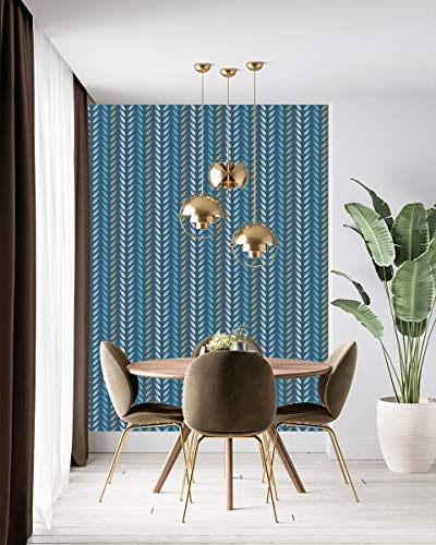 Image of DWELLSINDIA Leaf Stripes Self Adhesive Wallpaper Peel & Stick, Waterproof, Scratch Resistant, Laminated (41cm x 244cm, Multicolour)
