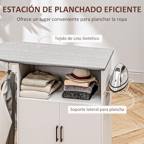 Meuble planche à repasser HOMCOM blanc pour optimiser la buanderie et le salon - 4